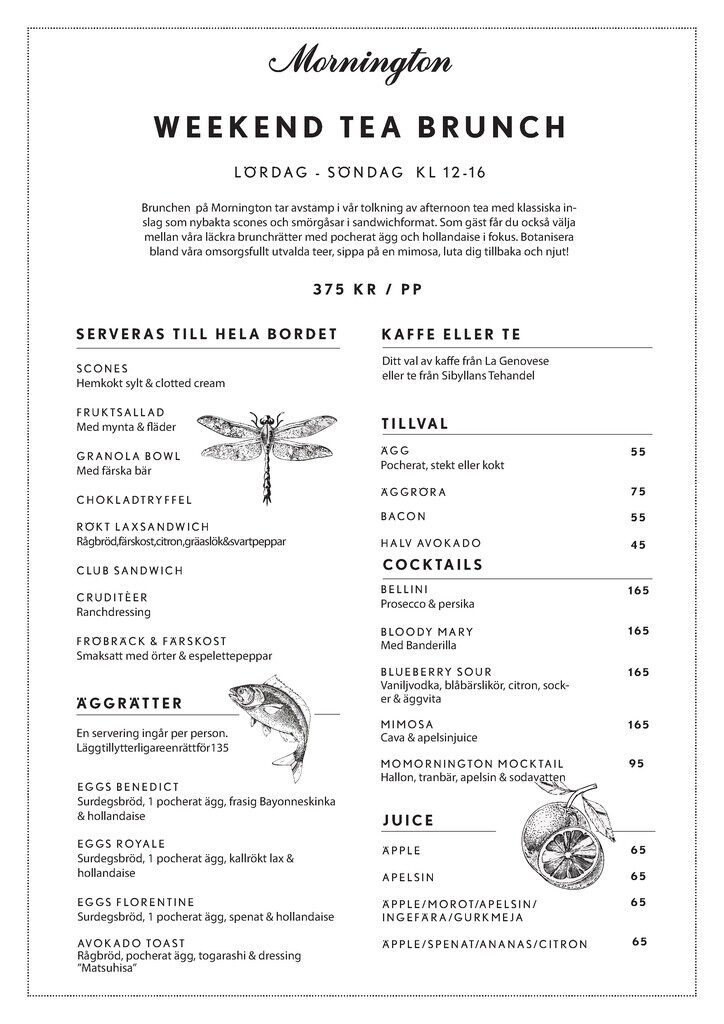 Brunch menu